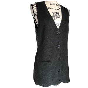 CABI - Wool Blend Button Front Vest - Size Medium - in Dark Gray
